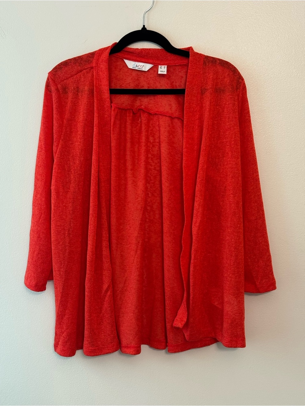 Lightweight Red Open-Front Cardigan Sweater